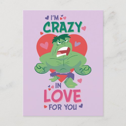 Hulk Crazy In Love For You Holiday Postcard