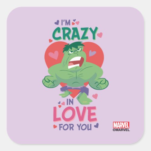 Hulk Crazy In Love For You Square Sticker