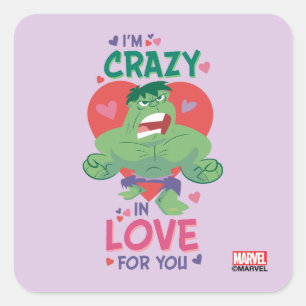 Hulk Crazy In Love For You Square Sticker