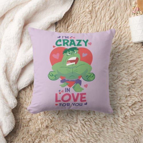 Hulk Crazy In Love For You Throw Pillow