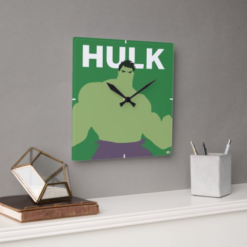 Hulk Flat Color Character Art Square Wall Clock