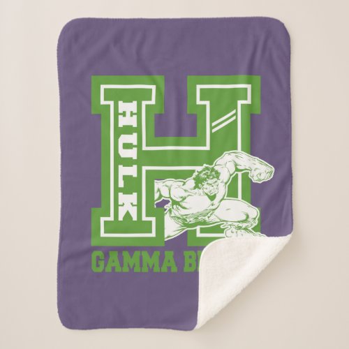 Hulk Gamma Blast Collegiate Badge Sherpa Blanket