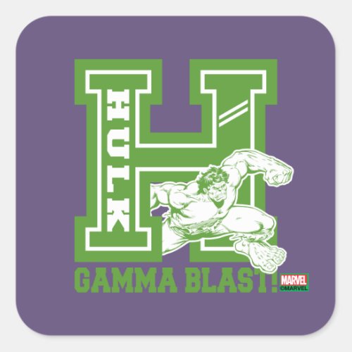 Hulk Gamma Blast Collegiate Badge Square Sticker