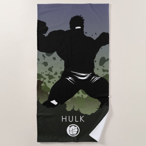 Hulk Heroic Silhouette Beach Towel
