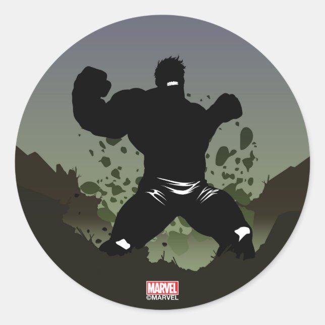 Hulk Heroic Silhouette Classic Round Sticker (Front)