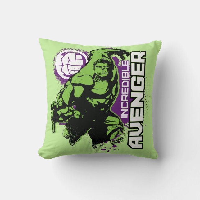 Hulk Incredible Avenger Throw Pillow (Front)