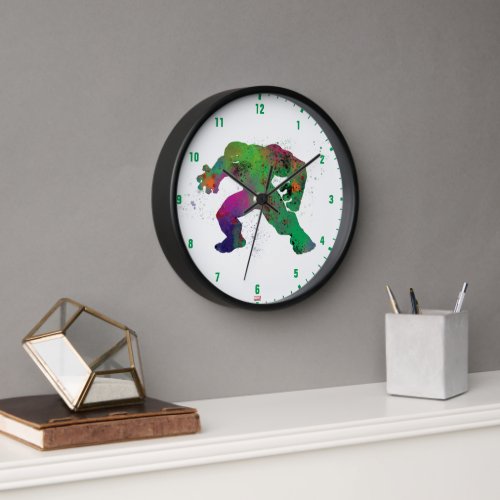 Hulk Outline Watercolor Splatter Clock