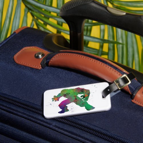 Hulk Outline Watercolor Splatter Luggage Tag