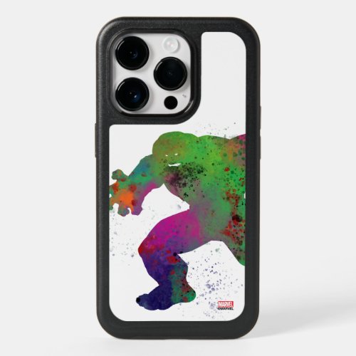 Hulk Outline Watercolor Splatter OtterBox iPhone 14 Pro Case