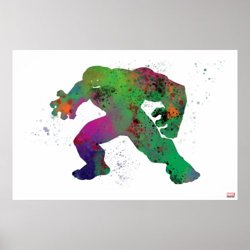 Hulk Outline Watercolor Splatter Poster