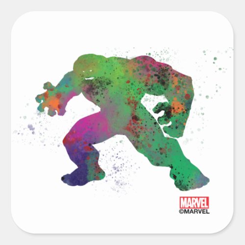 Hulk Outline Watercolor Splatter Square Sticker