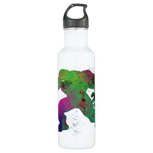 Hulk Outline Watercolor Splatter Stainless Steel Water Bottle