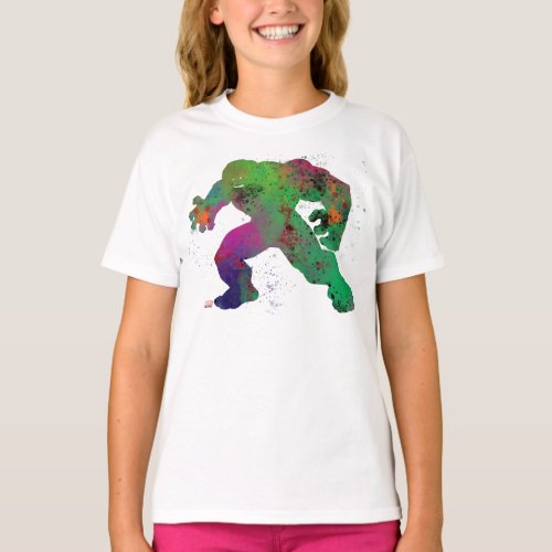 Hulk Outline Watercolor Splatter T_Shirt