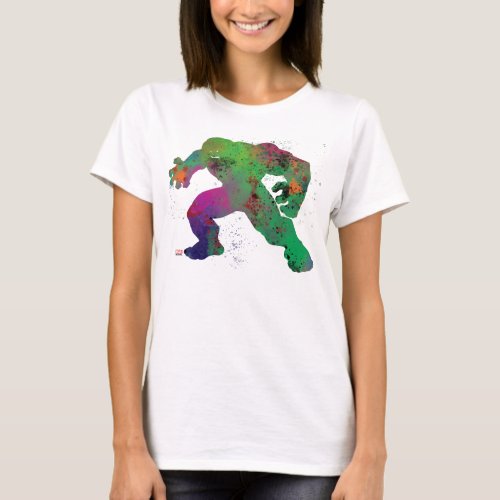Hulk Outline Watercolor Splatter T_Shirt