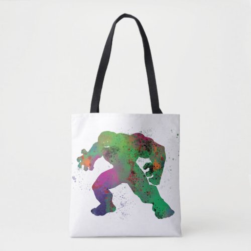 Hulk Outline Watercolor Splatter Tote Bag