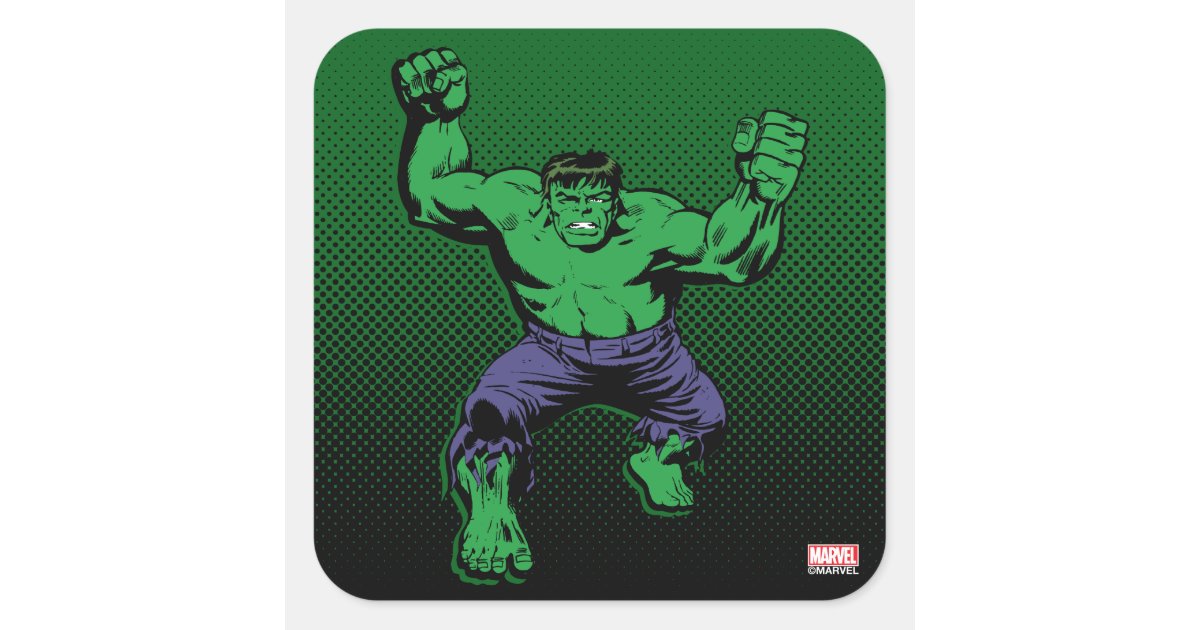 Hulk Retro Arms Square Sticker | Zazzle