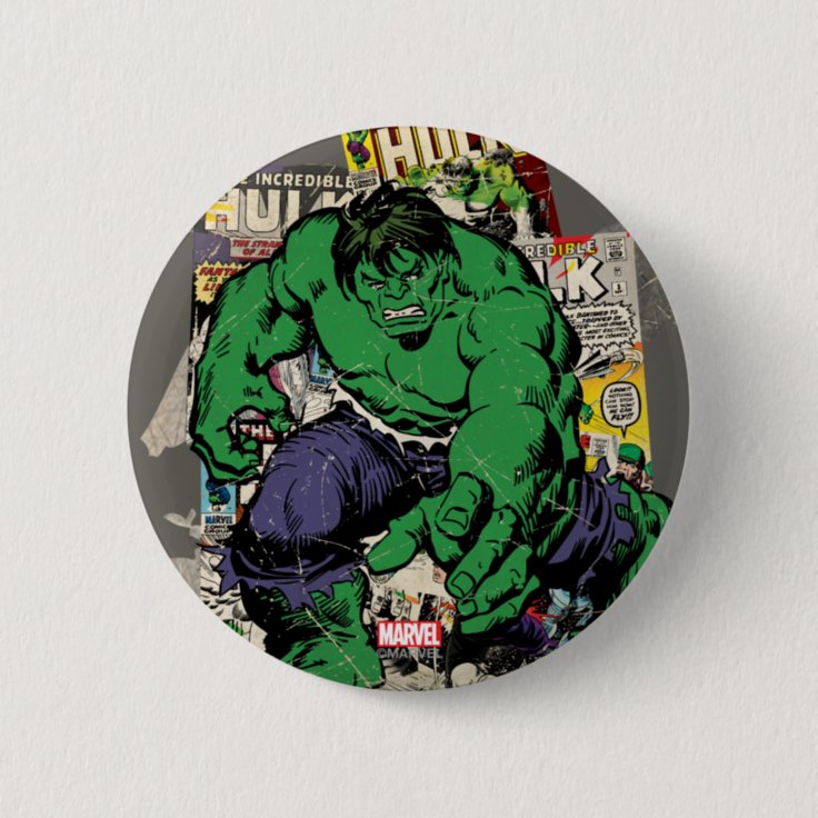 Hulk Retro Comic Graphic Pinback Button | Zazzle