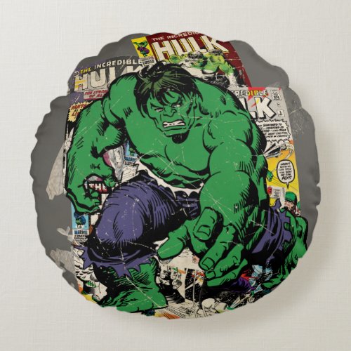 Hulk Retro Comic Graphic Round Pillow