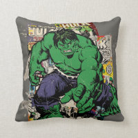 Hulk Retro Comic Graphic Throw Pillow