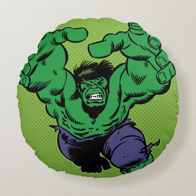 Hulk Retro Grab Round Pillow (Front)