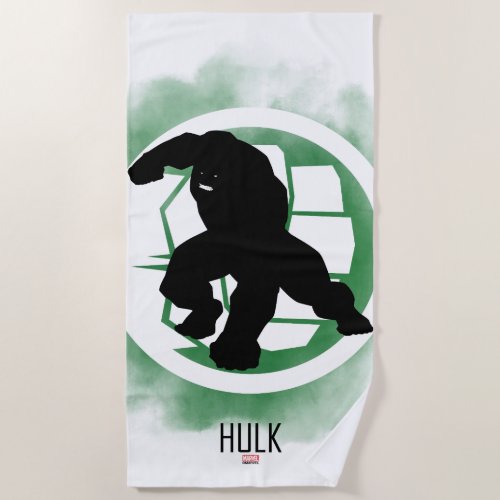 Hulk Silhouette Over Watercolor Icon Beach Towel