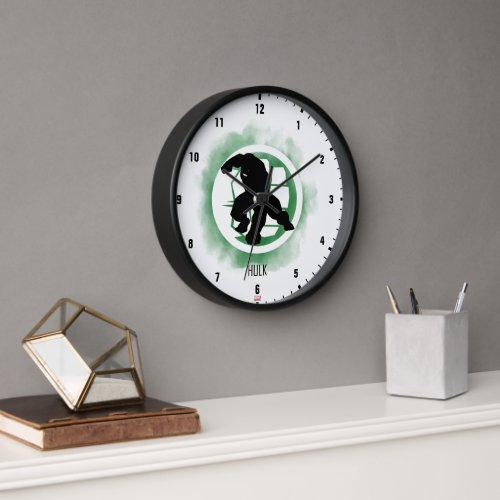 Hulk Silhouette Over Watercolor Icon Clock