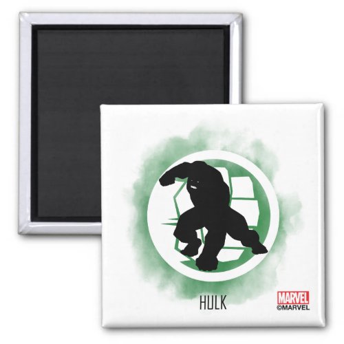 Hulk Silhouette Over Watercolor Icon Magnet