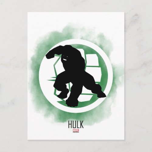 Hulk Silhouette Over Watercolor Icon Postcard