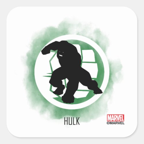 Hulk Silhouette Over Watercolor Icon Square Sticker