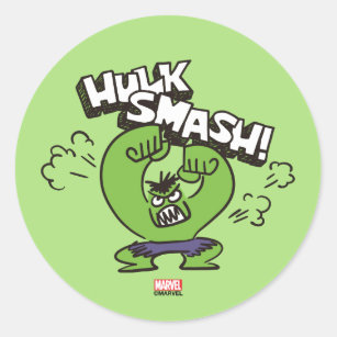Hulk Smash Angry Doodle Graphic Classic Round Sticker