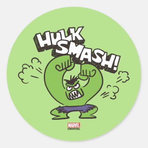 Hulk Smash Angry Doodle Graphic Classic Round Sticker