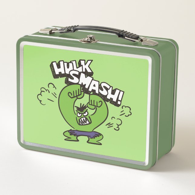 Hulk Smash Angry Doodle Graphic Metal Lunch Box (Front)