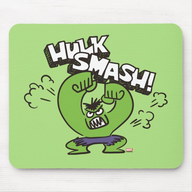 Hulk Smash Angry Doodle Graphic Mouse Pad (Front)