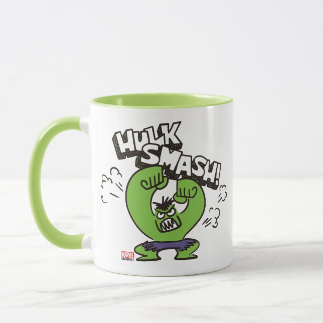 Hulk Smash Angry Doodle Graphic Mug (Left)