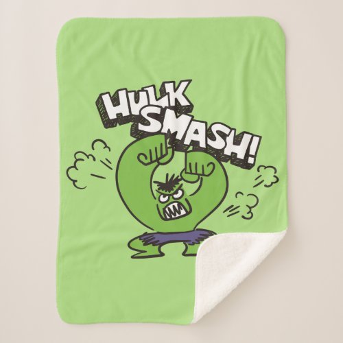 Hulk Smash Angry Doodle Graphic Sherpa Blanket