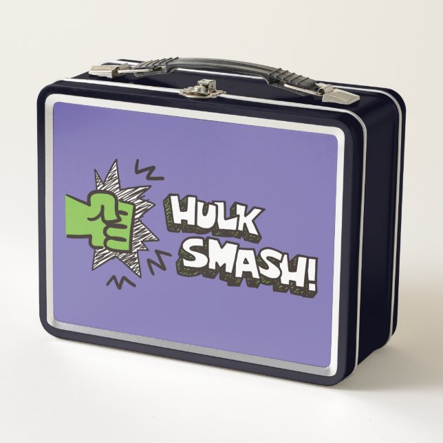 Hulk Smash Fist Doodle Graphic Metal Lunch Box (Front)
