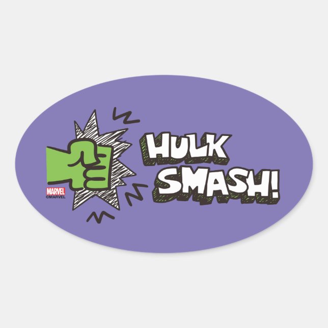 Hulk Smash Fist Doodle Graphic Oval Sticker (Front)
