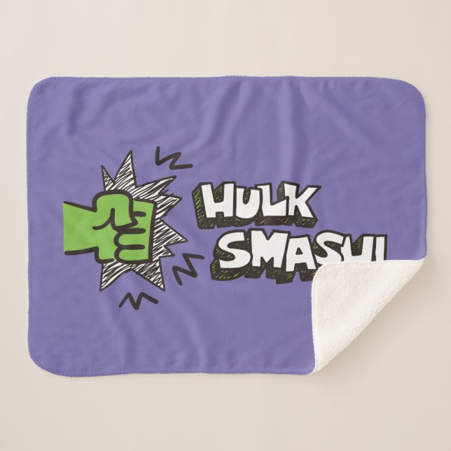 Hulk Smash Fist Doodle Graphic Sherpa Blanket (Front (Horizontal))
