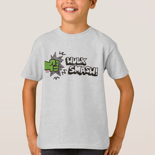Hulk Smash Fist Doodle Graphic T-Shirt (Front)