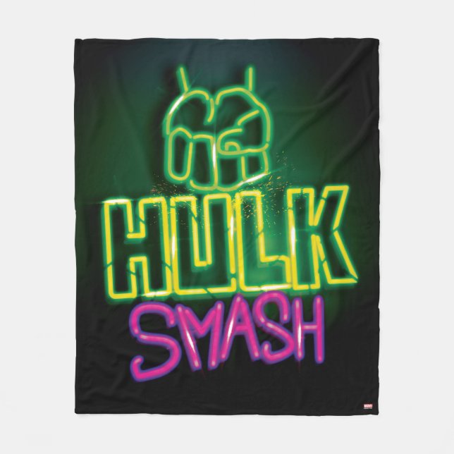 Hulk Smash Neon Graphic Fleece Blanket (Front)