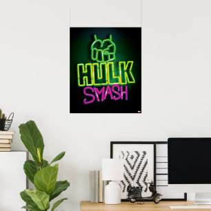 Hulk Smash Neon Graphic Poster