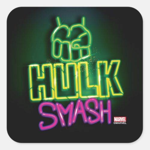 Hulk Smash Neon Graphic Square Sticker