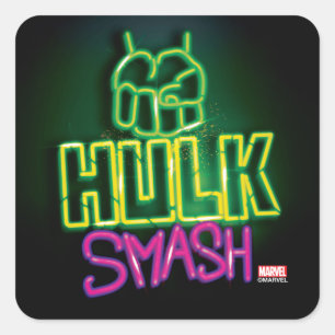 Hulk Smash Neon Graphic Square Sticker