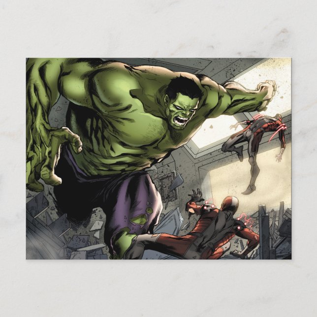 Hulk Smashing His Enemies Postcard (Front)