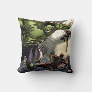 Hulk Smashing His Enemies Throw Pillow