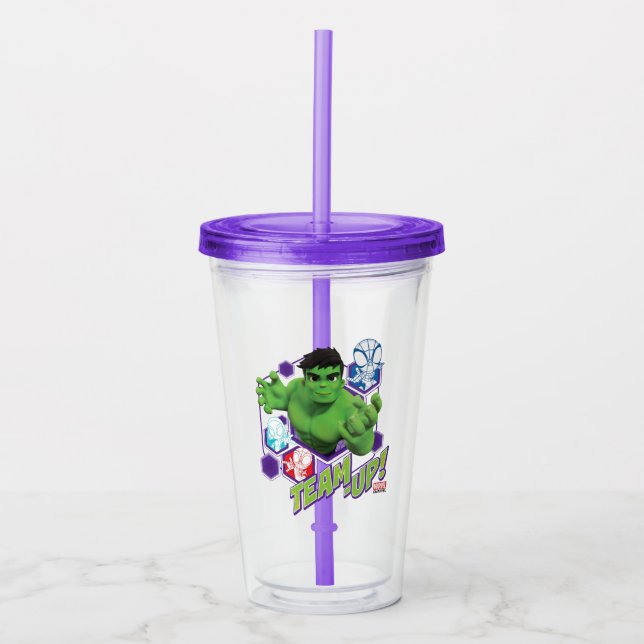 Hulk & Spidey Team "Team-Up!" Acrylic Tumbler (Front)