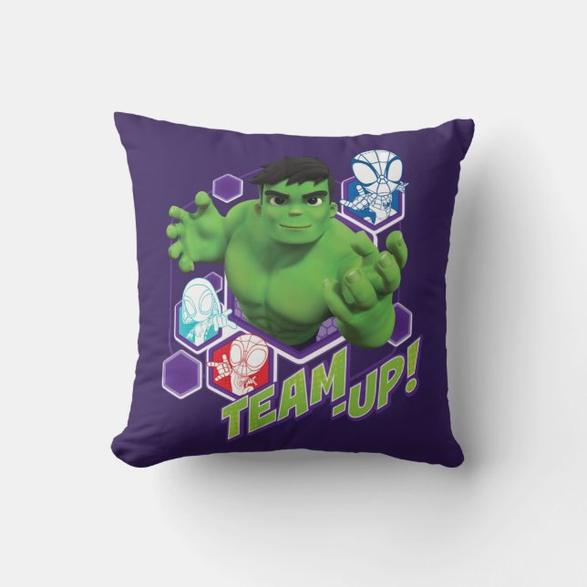 Hulk & Spidey Team "Team-Up!" Throw Pillow (Front)
