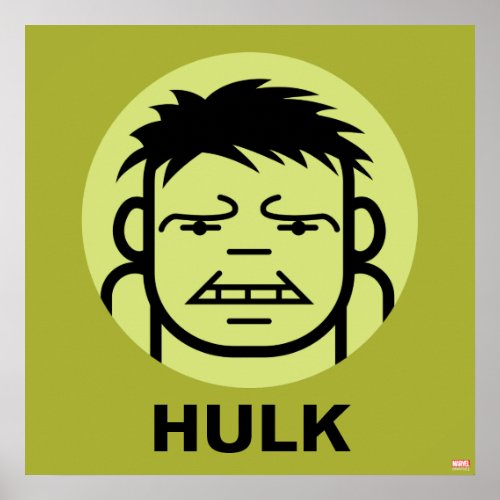 Hulk Stylized Line Art Icon Poster