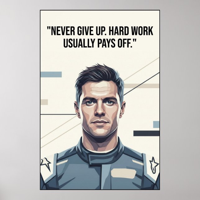Hülkenberg Quote Poster – Never Give Up (Front)