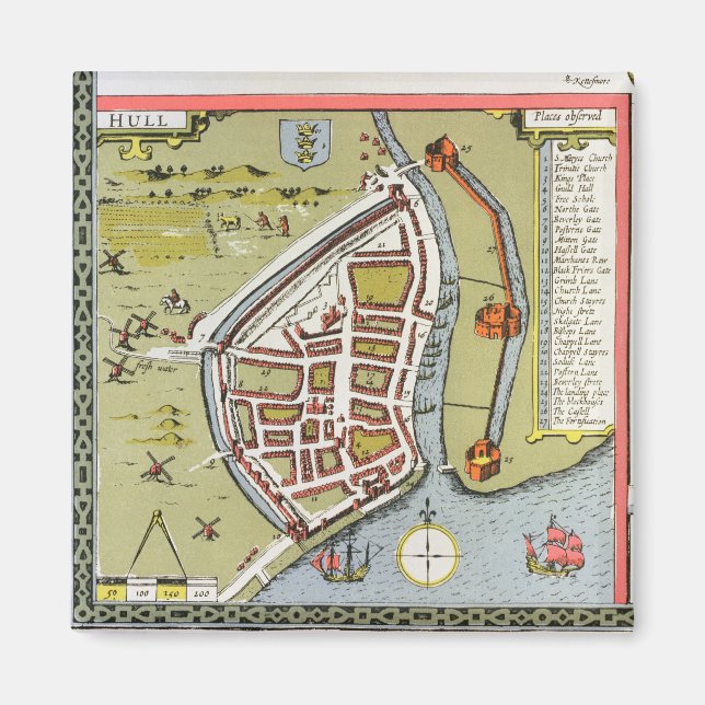 Hull, detail from map of North and East Ridings Magnet (Front)